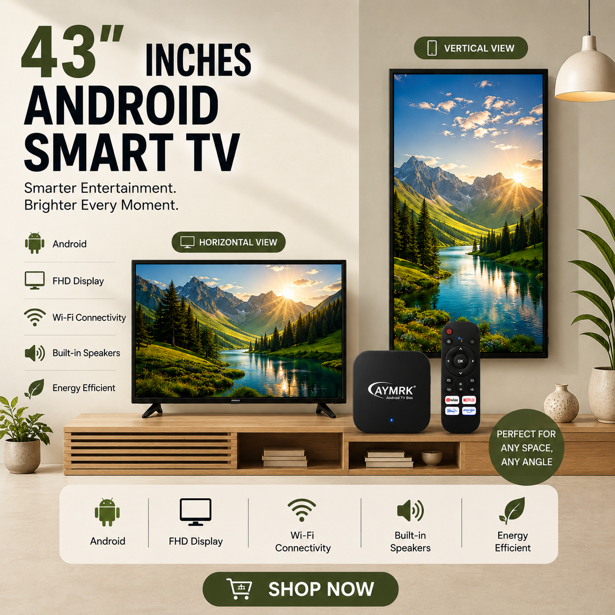 AYMRK SMART TV - 43 INCHES