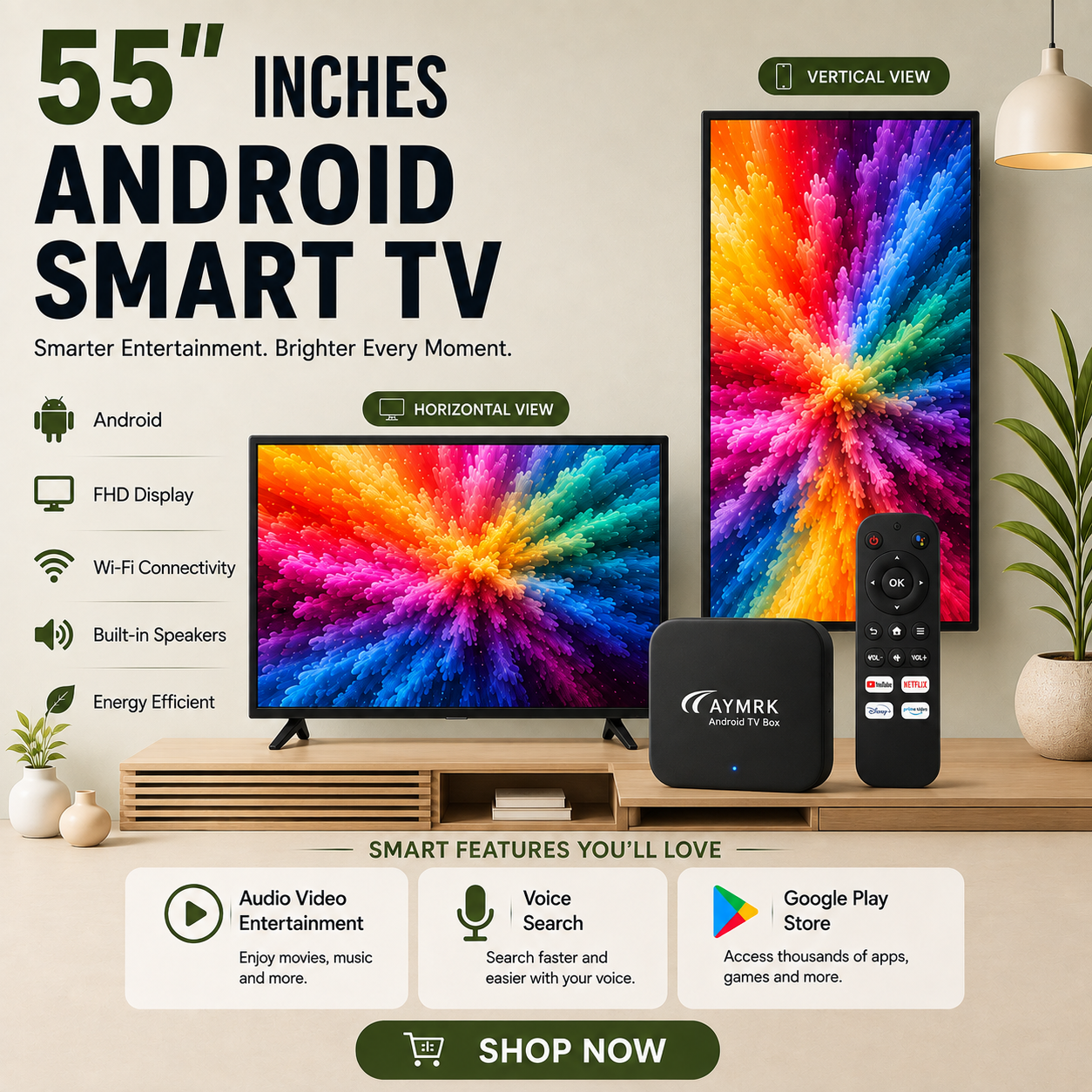 AYMRK SMART TV - 55 INCHES